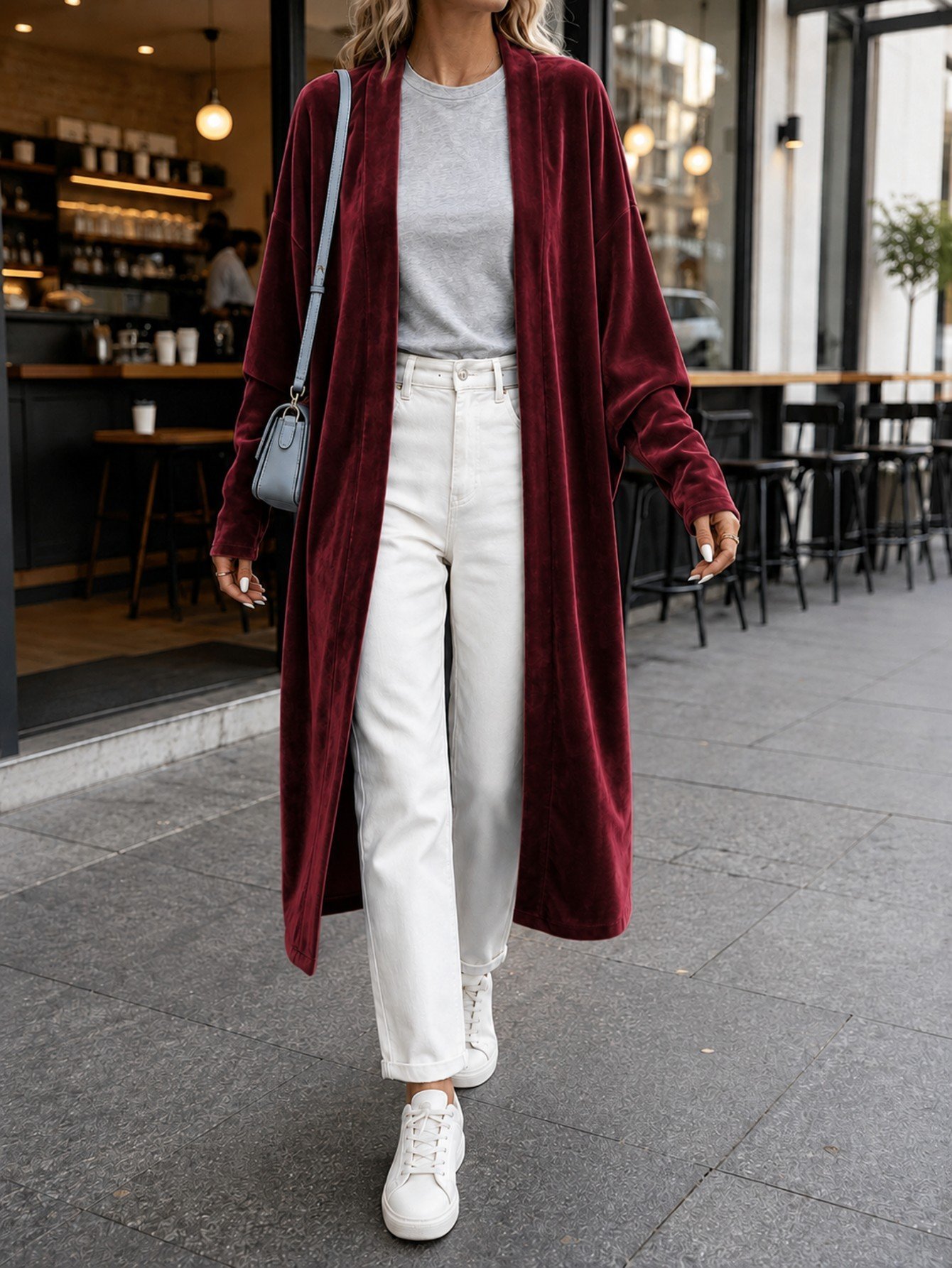Women's Velvet Long-sleeve Casual Cape Coat - Image 7