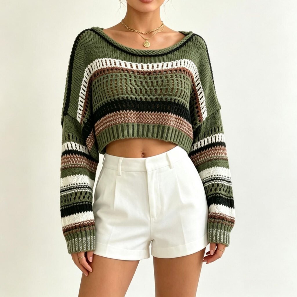 Loose-fit Pullover Knit Sweater, European And American Style, Color-blocked