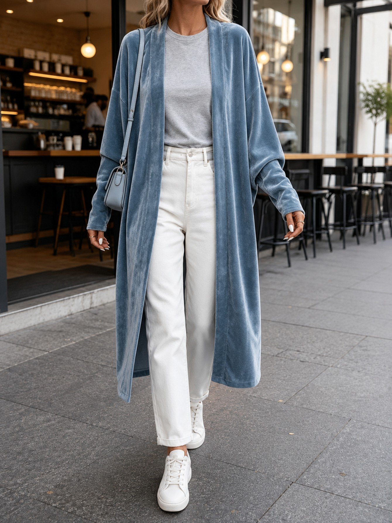 Women's Velvet Long-sleeve Casual Cape Coat - Image 4