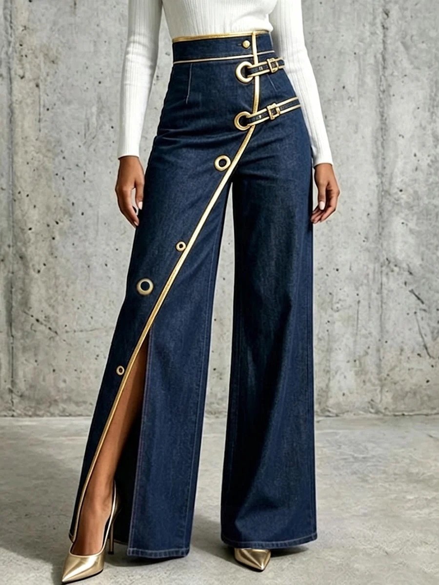 Women's New Irregular Straight-Leg Denim Trousers - Image 3