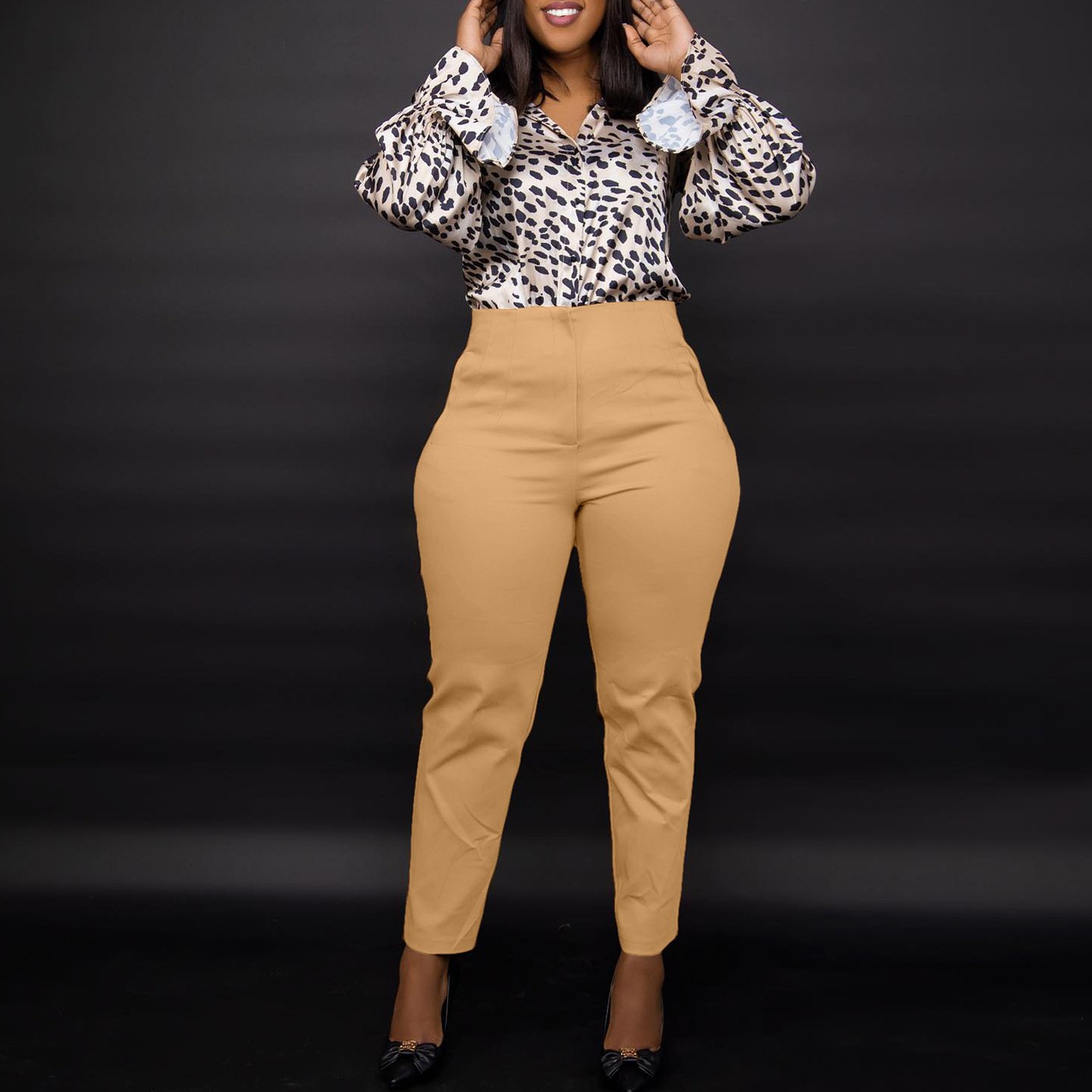 Womens Casual Professional Solid-Color Dress Pants - Image 10