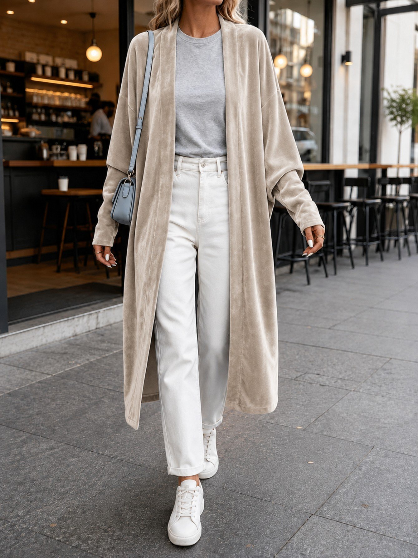 Women's Velvet Long-sleeve Casual Cape Coat - Image 5