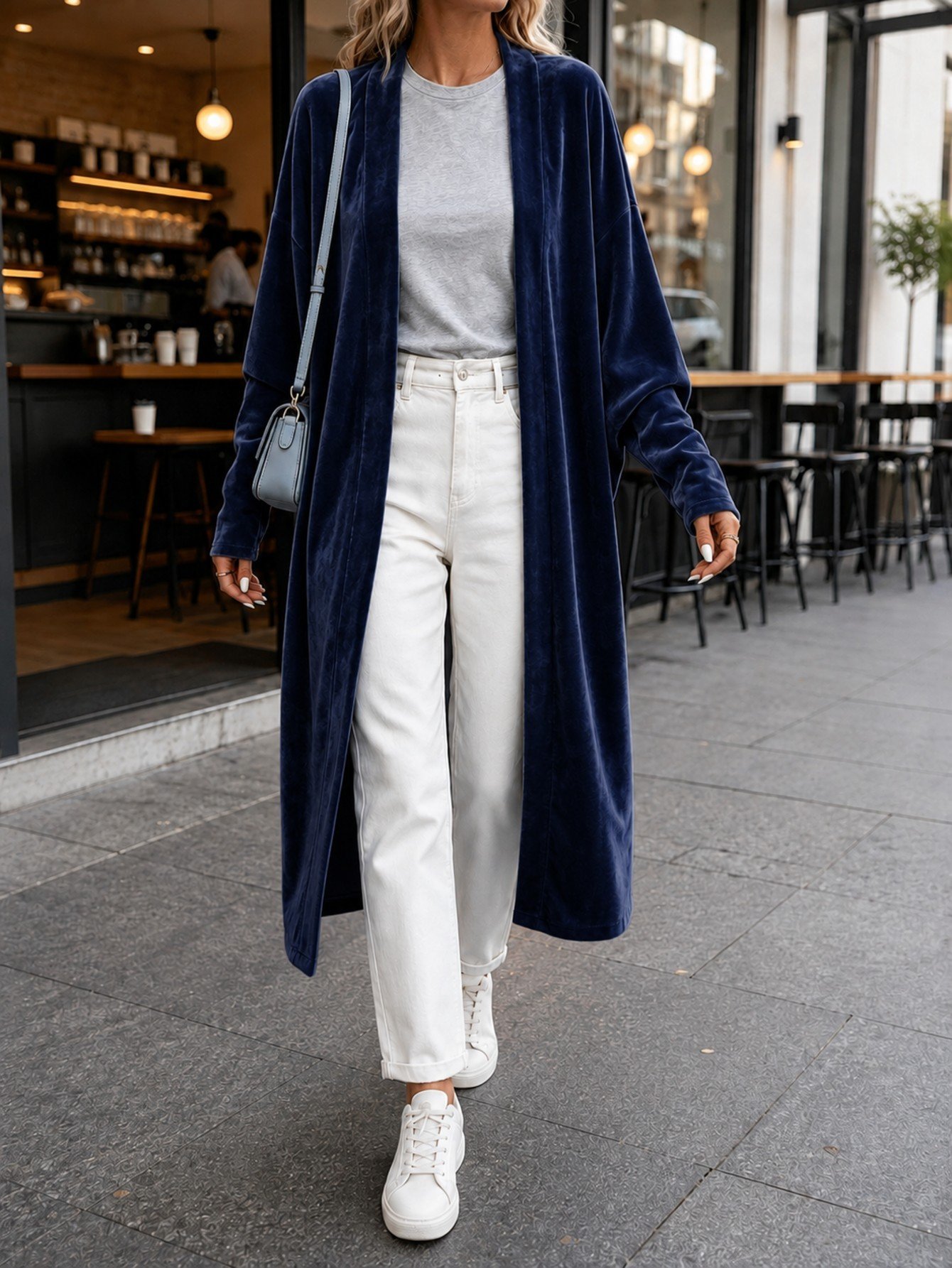 Women's Velvet Long-sleeve Casual Cape Coat - Image 2