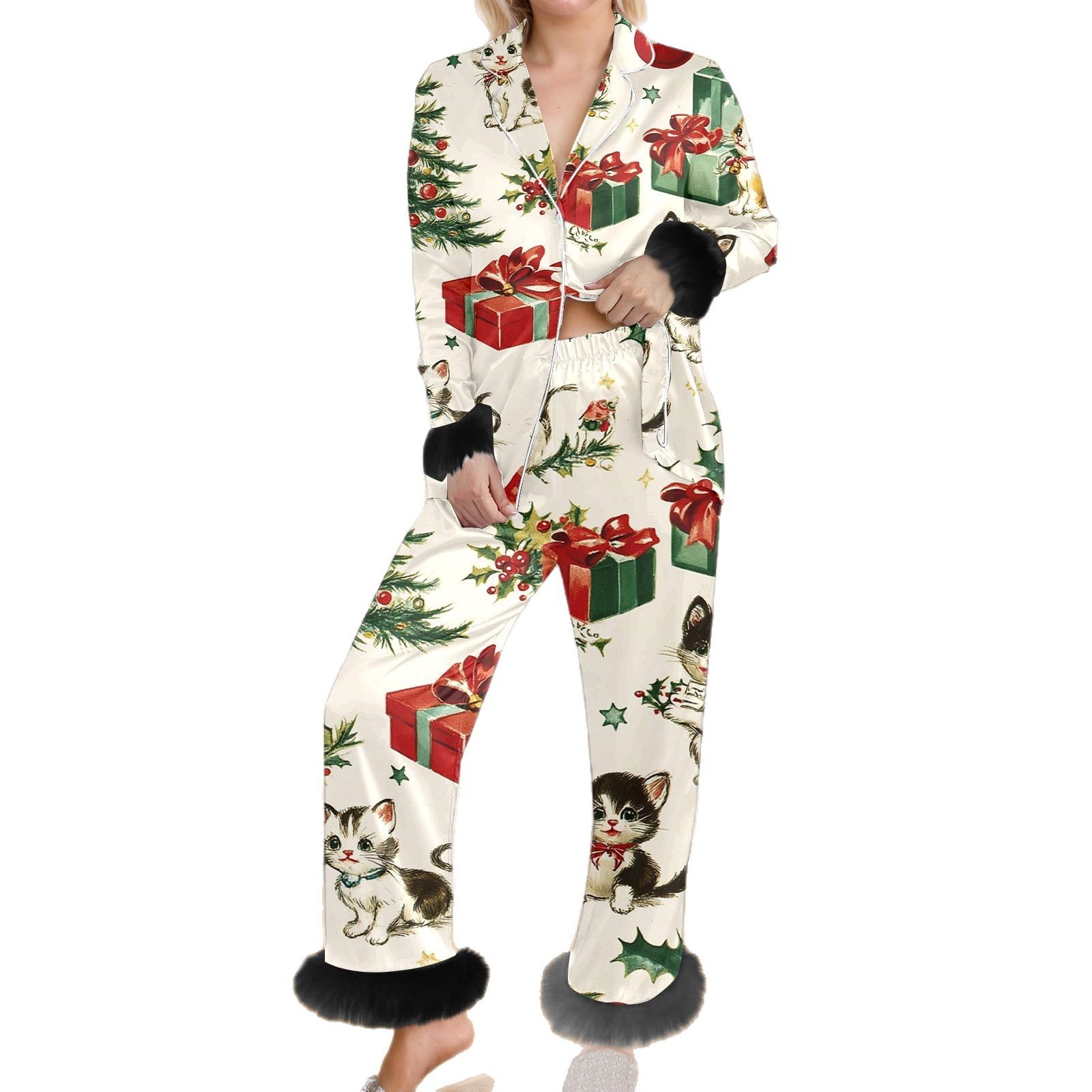 Women's Christmas 3D-printed Long-sleeve Pajama Set - Image 8