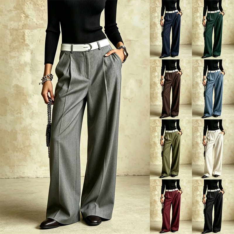 Womens Tailored Trousers Slightly Flared Hem And A Slimming