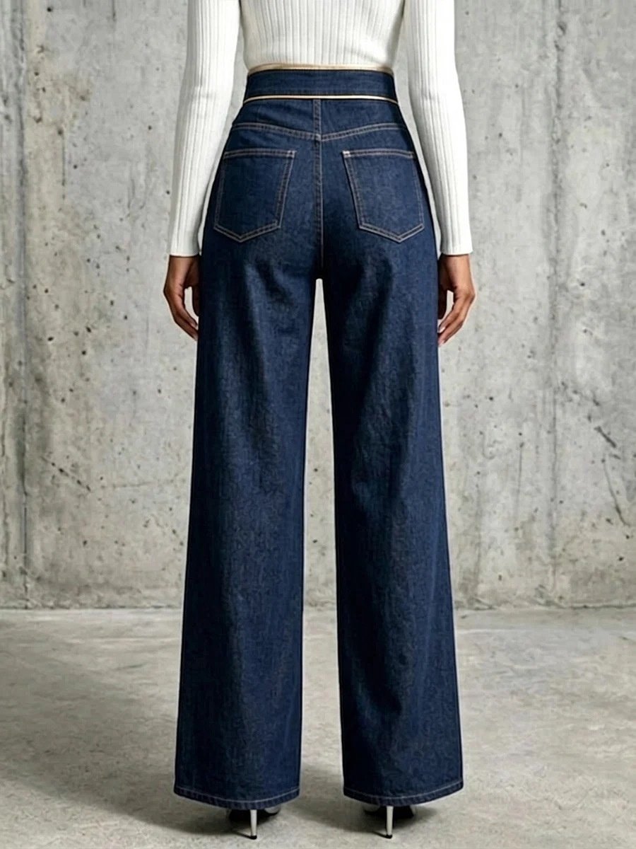 Women's New Irregular Straight-Leg Denim Trousers - Image 2