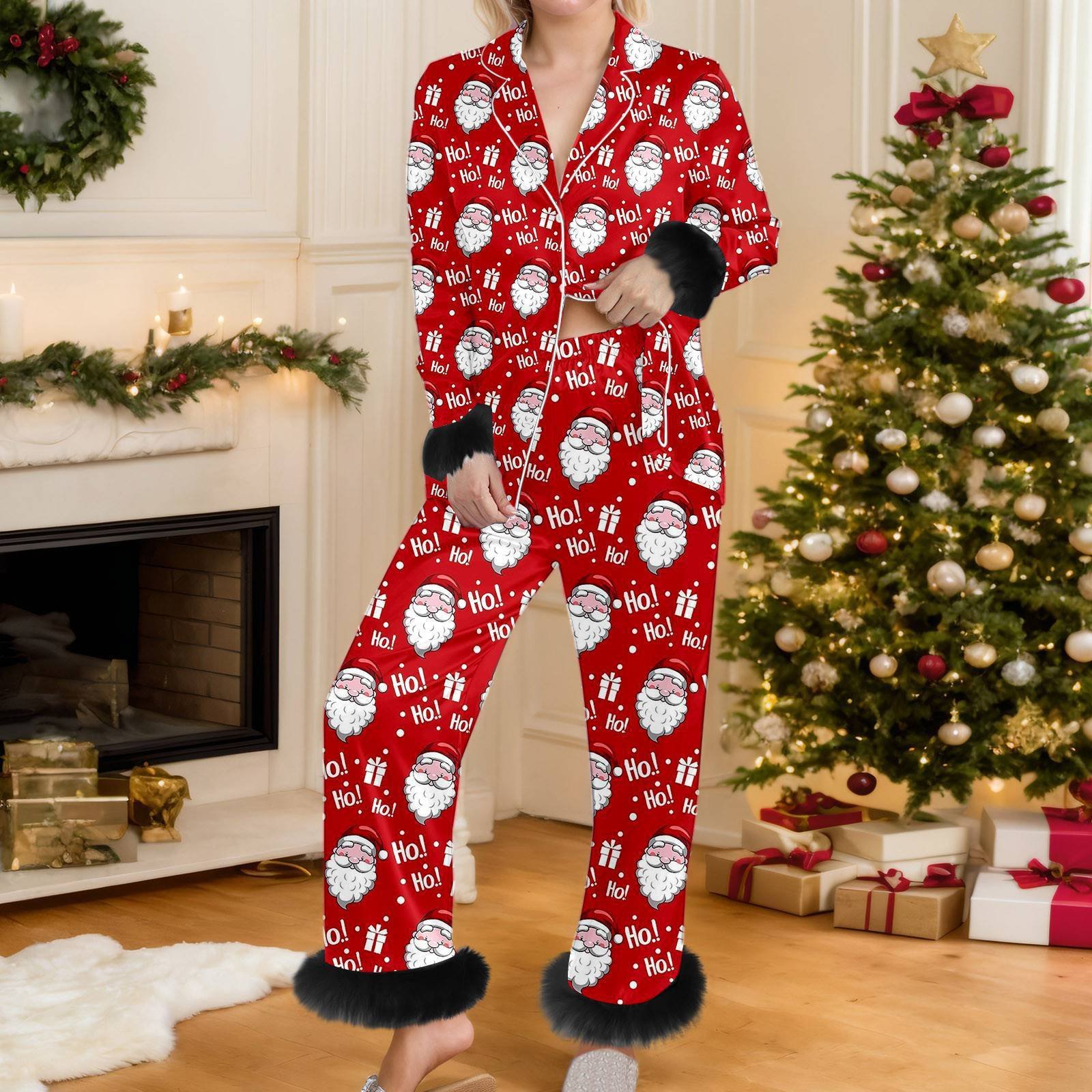Women's Christmas 3D-printed Long-sleeve Pajama Set - Image 10